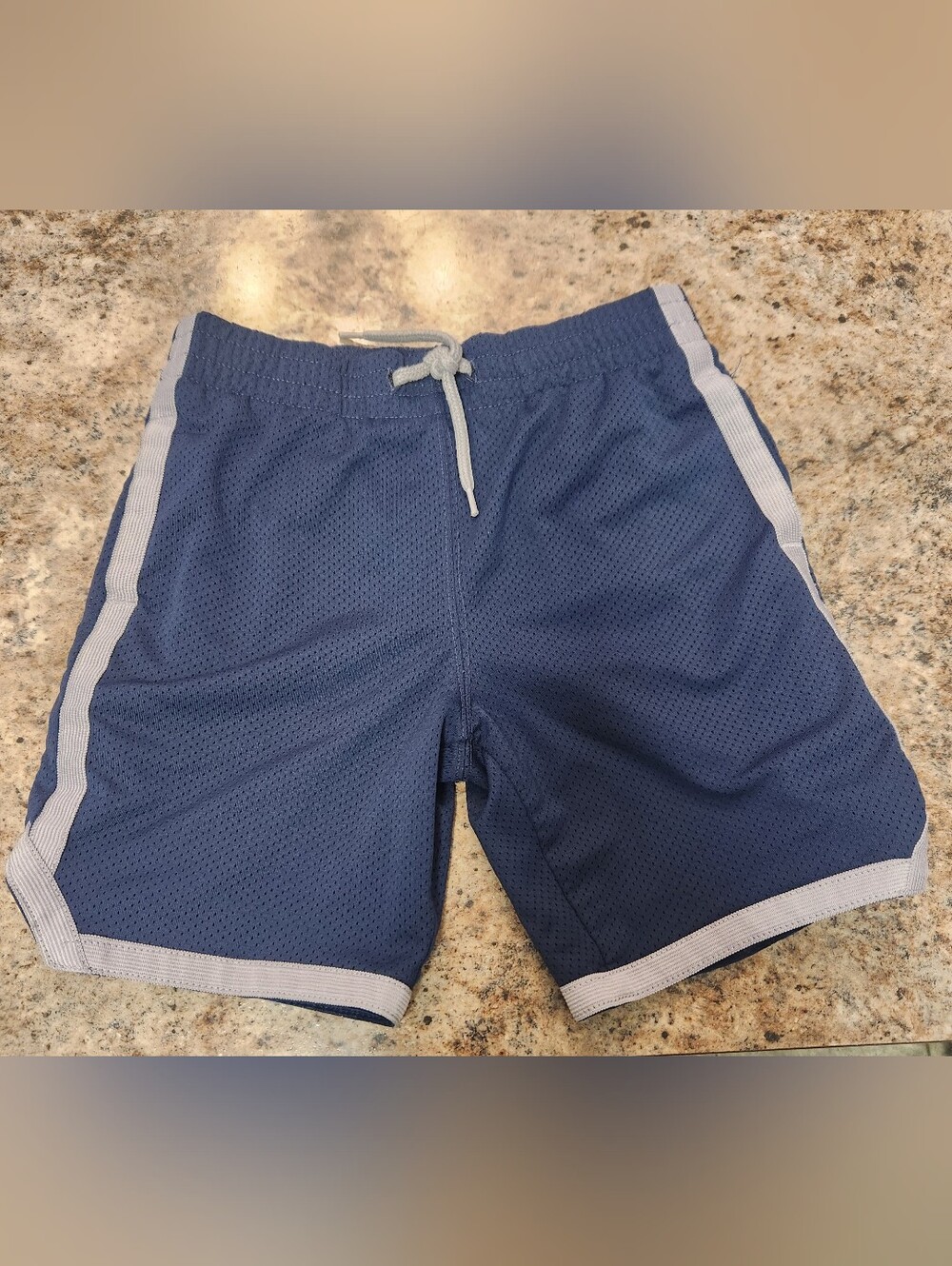 Boy's Navy Athletic Mesh Shorts with Contrast Trim